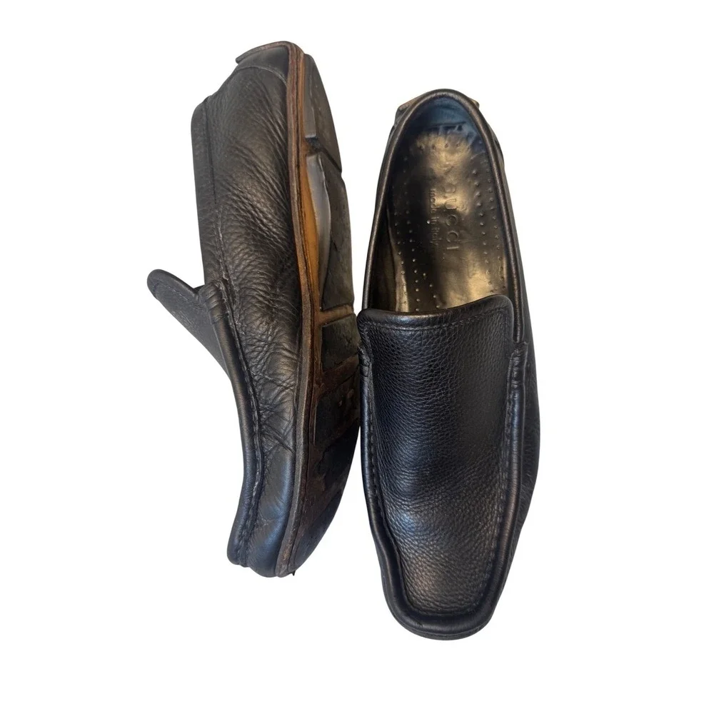 Gucci Black‎ Leather Slip On Loafer Driving Shoes Men